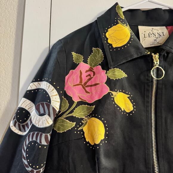 NWT Lenni The Label XENO Floral JACKET BLACK Cropped Size Medium/Size 6 - Picture 8 of 11
